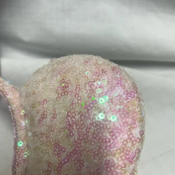 Disney Parks Sequin Headband Shimmery Mouse Ears White Light Pink Sequins - Picture 8 of 9